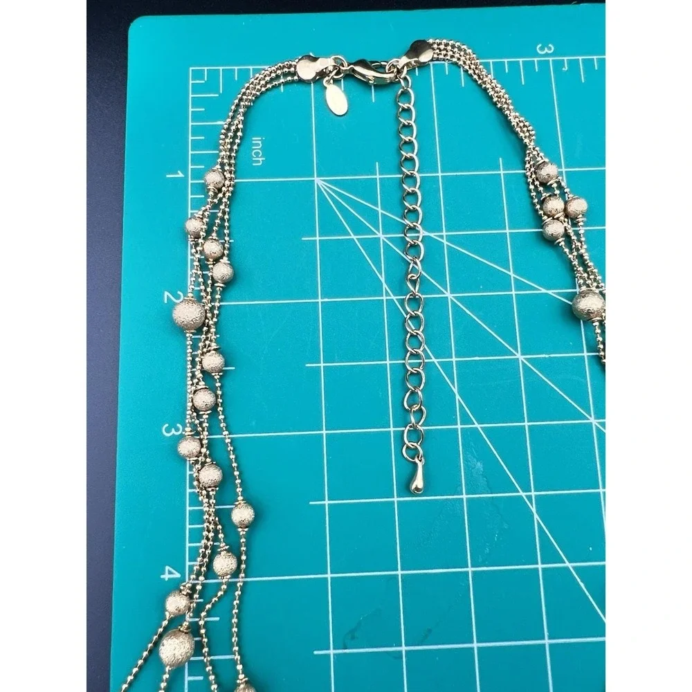 Premiere Designs Gold Tone Multi Strand Textured Bead Necklace Bracelet Set